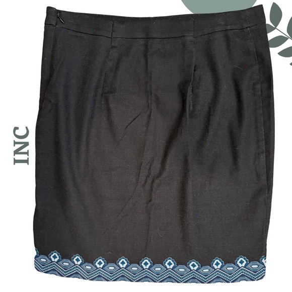 International Concepts Pencil Skirt with Boho Mandala Design Black Blue Size 14 - Picture 2 of 5